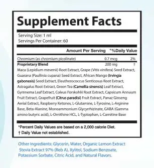 Whispeara supplement facts label